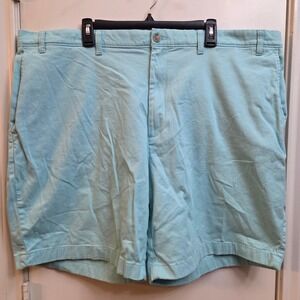 Roundtree & Yorke Mens 46 Light Blue Flat Front Cotton Blend Chino Shorts